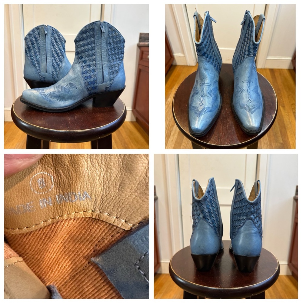 Brand new blue leather Urban Outfitters Western Boots. Size 8